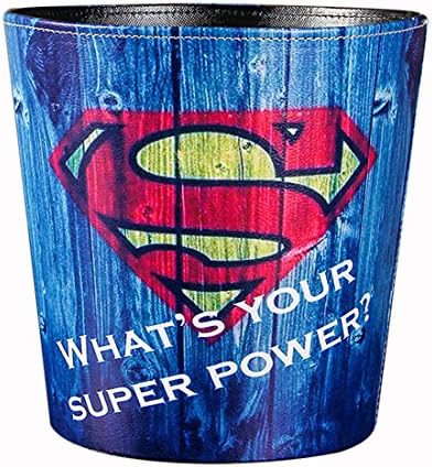 Paper Wastebasket Without Lid Fcoson PU Leather Round Trash bin Garbage Can Dustbin for Hotel Dormitory Kitchen Bedroom Bathroom Office Pattern-8