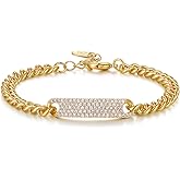 TANTIUE Bracelet for Women 14K Gold Plated Cubic Zirconia Bracelet, Classic Crystal Cuban/Cable Chain Bracelet, Delicate Link Bracelet Gift for Her