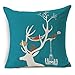 Tailbox Cotton Linen Square Decorative Throw Pillow Case Cushion Cover Navy Blue Deer 18 