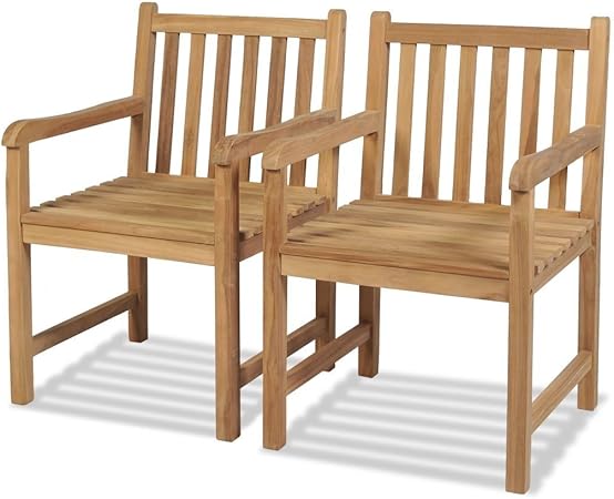 Amazon De Roderick Irving Gartenstuhle 2 Stk Holzstuhle Garten Teak Gartensessel 58 X 60 X 90 Cm