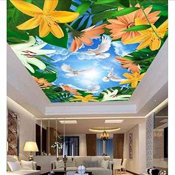 Vinilo Decorativo Plantas De Techo Estereo 3d Flores De Estilo Casa De Campo Cielo Azul Y Nubes Blancas Papel Tapiz Fotografico Cielo De Techo 3d Fondo De Pantalla 200x140cm Amazon Es Bricolaje Y Herramientas