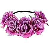 June Bloomy Rose Floral Crown Garland Flower Headband Headpiece for Wedding Festival