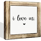 Home Decor Signs, Love Quote Wood Signs, Family Room Decor, Decorative Wooden Box Sign, Living Room Decoration for Shelf, Housewarming Gift, I Love Us Sign, 5.9×5.9 inches