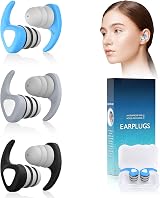 QQJOYCCI Swimming Ear Plugs 3 Pairs Reusable Silicone Waterproof Adults Teens