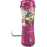 Hamilton Beach Portable Blender for Smoothies With 14 oz. Travel Jar | BPA Free Jar &amp; Lid | Durable Stainless Steel Blades | 300 Watts Peak Power | Personal Smoothie Blender | Raspberry | 51131G
