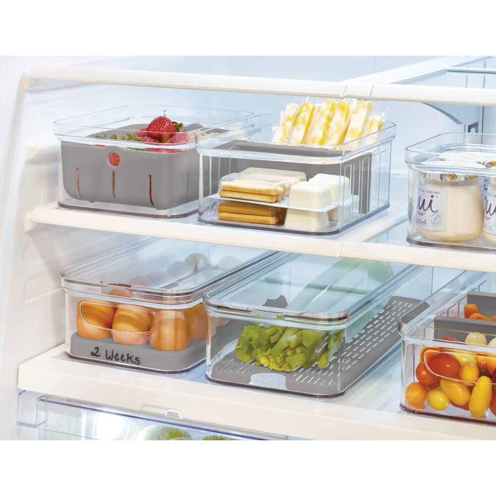 iDesign Crisp Produce Plastic Refrigerator and Modular Stacking Pantry Bin with Lid and Removable Inner Basket, Perfect for Washing Vegetables, Fruit, Lettuce, BPA Free 15.72