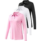 Ullnoy Lightweight Golf Shirts for Women Moisture Wicking Long Sleeve Polo Shirt Women Quick Dry Activewear Golf Tops Pack