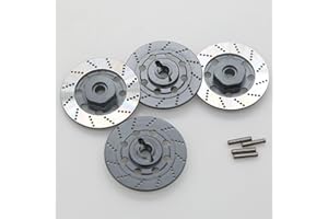 Chanmoo 1/10 RC Aluminum Alloy 12mm Hex Drift Wheels Rim Tires Hub Brake Disc Compatible with 1/10 RC On Road Rally Touring Racing Street Car Traxxas Tamiya HSP HPI Redcat Racing 4PCS (Titanium)