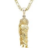 BSMCXB 14k Gold Plated Brass Saint Jude San Judas Pendant Necklace Religious San Judas Tadeo Medalla Cadena Oro Laminad