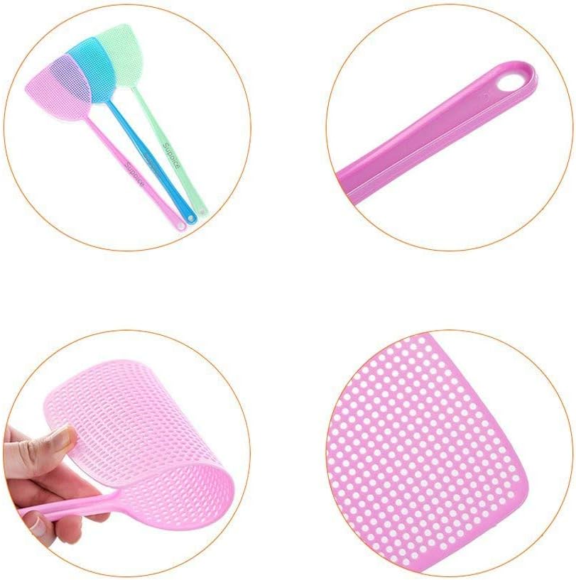 Supoice 6 Pack Fly Swatter Manual Swat Pest Control Plastic with Long Handle Assorted Sweet Colors: Garden & Outdoor