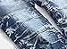 Aiyino Men's Stylish Camo Straight Fit Stitching Moto Biker Jeans,US 32,01 Blue