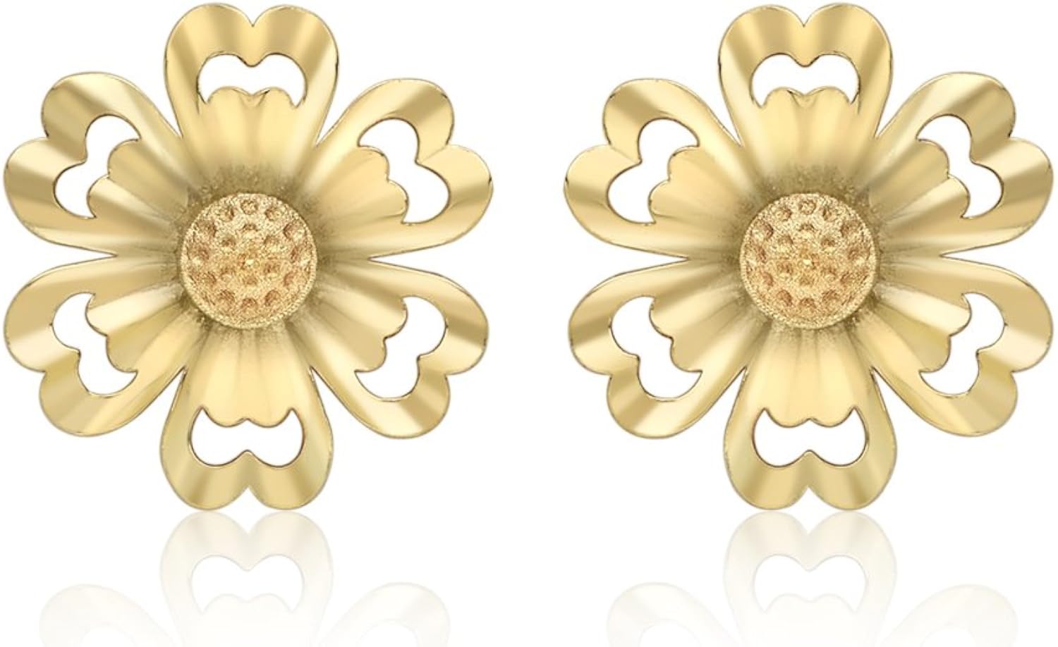 CARISSIMA Women's 9 ct (375) Yellow Gold Satin and Polished 9.5 mm Stud Earrings