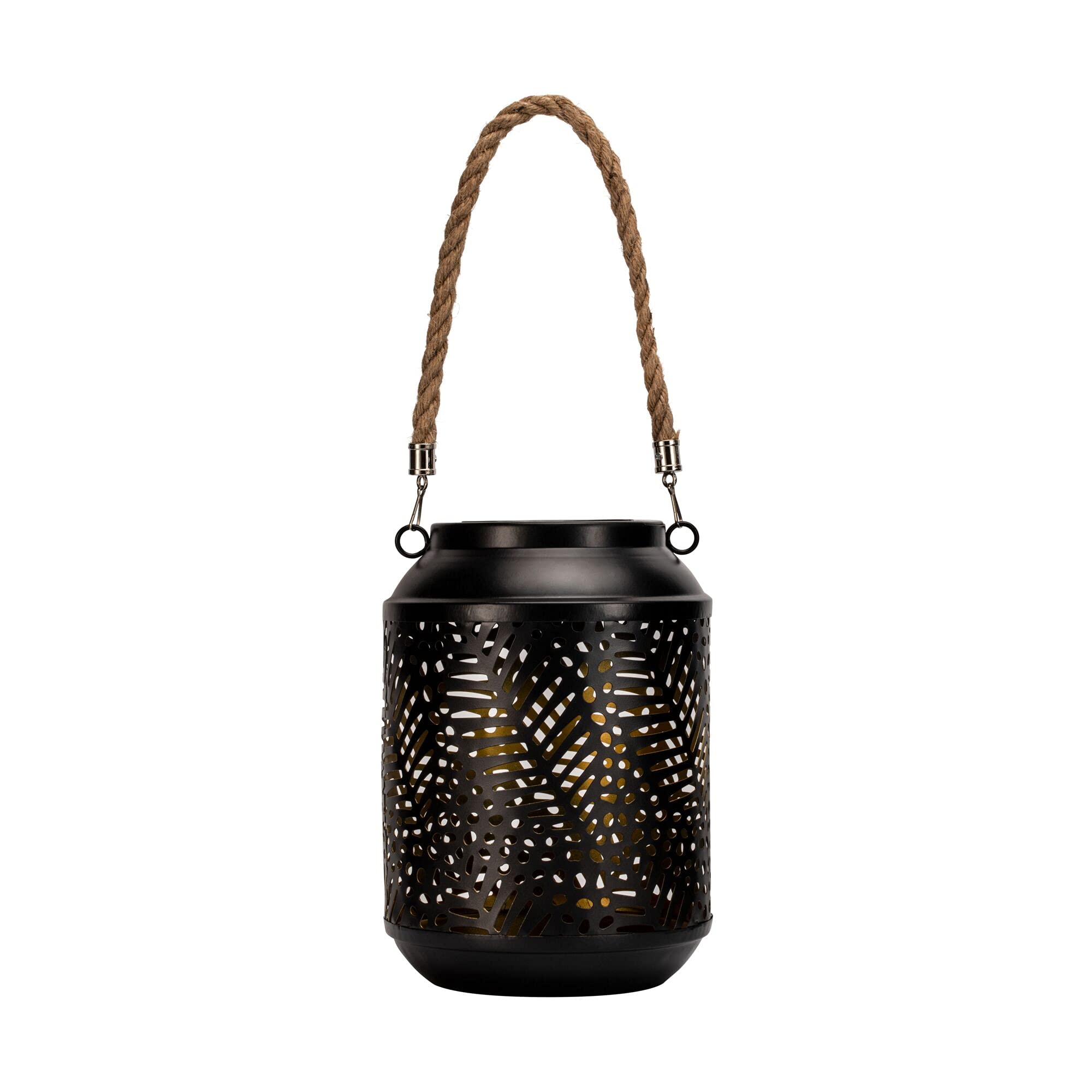 Pauleen 48181 Sunshine Dream Solar Lantern for Balcony or Garden Black, Gold Outdoor Lighting Metal Solar 3000 K