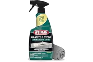 Weiman Disinfectant Granite Cleaner and Polish With Microfiber Cloth - Safely Clean Disinfect and Shine Granite Marble Soapstone Quartz Quartzite Slate Limestone Corian Laminate Tile Countertop