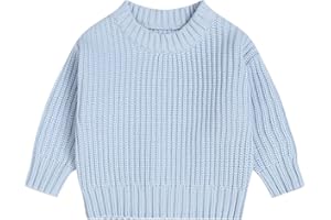 CUATINTUO Toddler Baby Girl Boy Knit Sweater Solid Color Long Sleeve Warm Pullover Tops Fall Winter Clothes