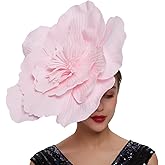 LDFWAY Large Flower Fascinators for Girls Women Tea Party Cocktail Headwear Derby Hats with Headband and Clip for Wedding