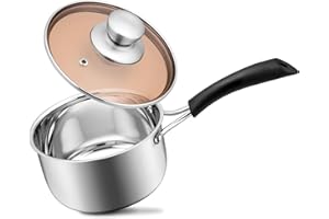 1 Quart 18/10 Stainless Steel Saucepan, Joyfair Small Sauce Pot with Lid for Multipurpose, Cooking Spaghetti, Warming Milk, B