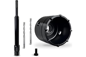 DECKRKAT 2-1/2" Concrete Hole Saw Kit,Electroplated Black Quenching Tech,Heavy-Duty Thickened Alloy Teeth,SDS Plus Shank & 2 Center Bits for Concrete,Brick,Stone.