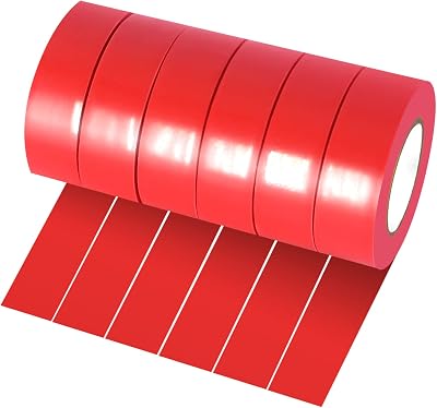 Xrkuu Red Electrical Insulation Tape 18mm x 10m 6 Rolls Waterproof