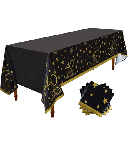 Beistle 40th Birthday Table Cover - 54x108 Inch Plastic Tablecloth For Party Decorations