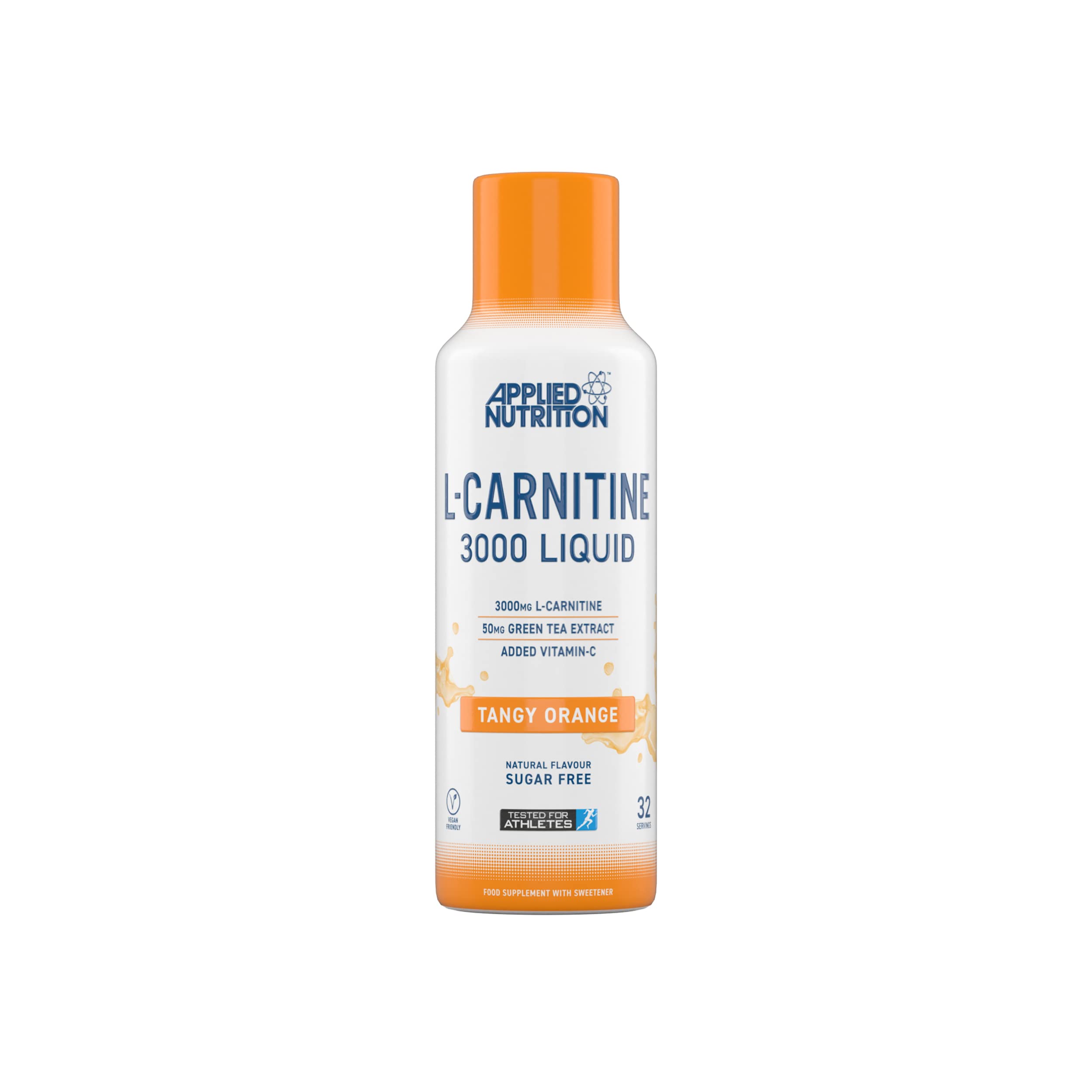 Applied Nutrition L Carnitine 3000 Liquid - L-Carnitine with Green Tea & Vitamin C, Boosts Energy & Weight Management, Vegan (480ml - 32 Servings) (Tangy Orange) (Old Label)