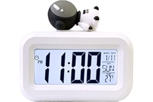 Cute Electronic Clock, Cartoon Design with LED Display Calendar Alarm Clock and Temperature, for Kids Room Bedroom Study Tabl