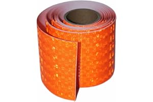 tuyrchu Orange Reflective Tape 3 inch X 10 feet, Outdoor Waterproof High Visibility Strong Safety Industrial Adhesive Tape
