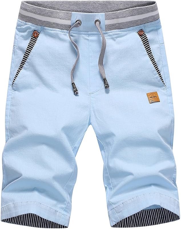 Pantaloncini Sportivi Uomo Pantaloni Corti Uomo Cotone Estivi Elasticizzati Shorts Pantaloncini Running con Tasche Azzurro M