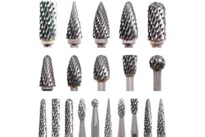 OA-BRES 20Pcs Carbide Burr Set Die Grinder Bits 1/8" Shank Double Cut Assorted Solid Tungsten Carbide Rotary Burr Compatible with Dremel for Wood Carving Metal Working Polishing Engraving Drilling