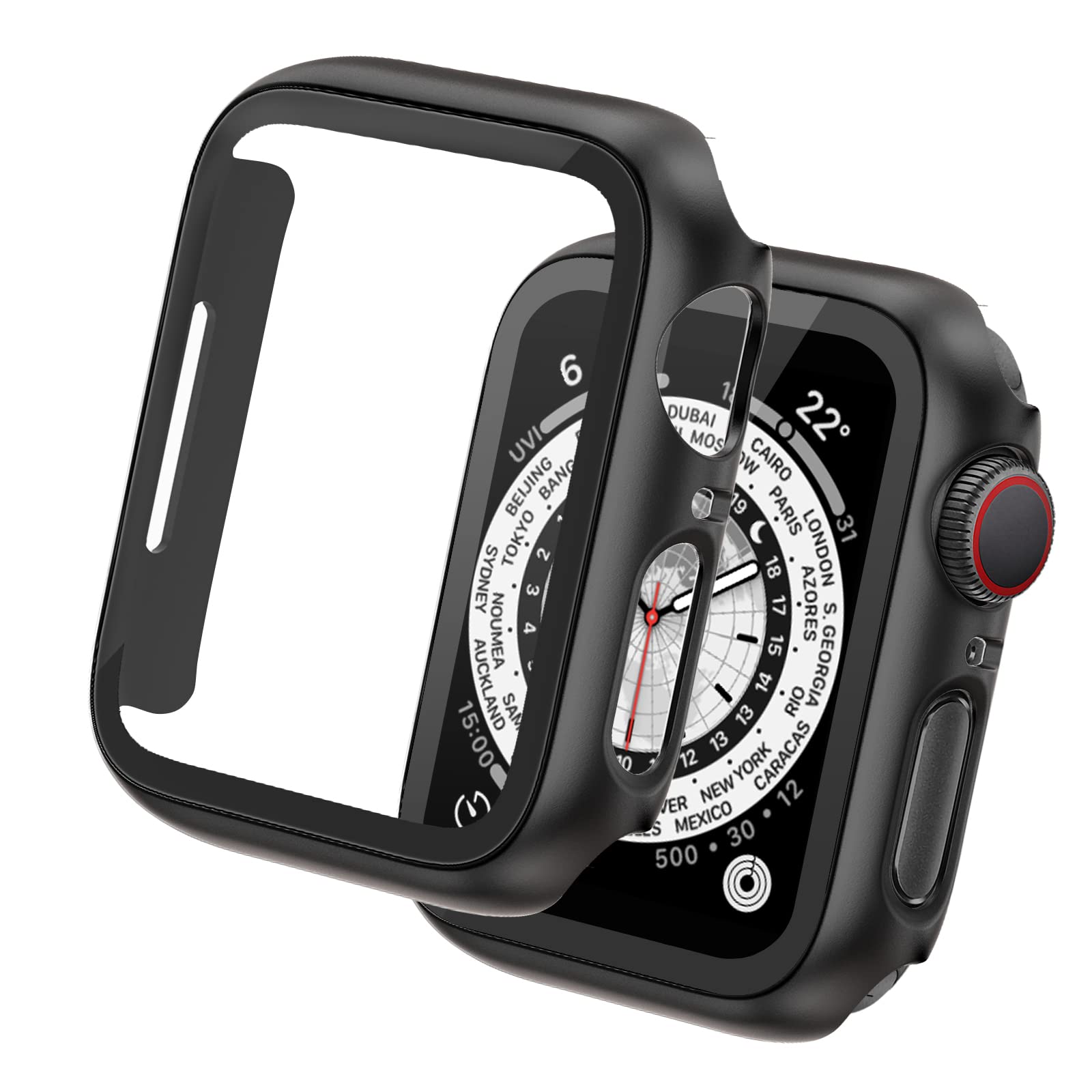 Tuocal 2 Pack Hard PC Case Compatible with iWatch 41mm Series 7, Overall PC Case for Men Women Thin Glass Screen Overall Protective Cover for 41mm iWatch, Black — image 1