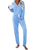 Ekouaer Pajamas Set Long Sleeve Sleepwear Womens