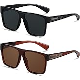 ANDWOOD Square Polarized Sunglasses For Men Women UV Protection Oversized Flat Top Big Shades Fashion Driving Sun glasses