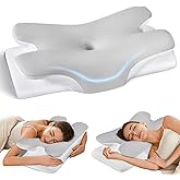 Cervical Neck Pillow for Pain Relief -Ergonomic Side Sleeper Pillow for Sleeping, Contour Memory Foam Pillows for Neck Support, Cooling Orthopedic Bed Rest Pillow for Back and Stomach Sleepers