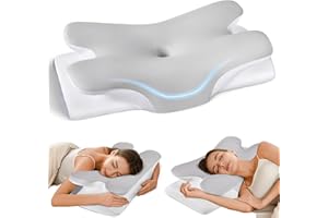 TUJAMI Cervical Neck Pillow for Pain Relief -Ergonomic Side Sleeper Pillow for Sleeping, Contour Memory Foam Pillows for Neck Support, Cooling Orthopedic Bed Rest Pillow for Back and Stomach Sleepers