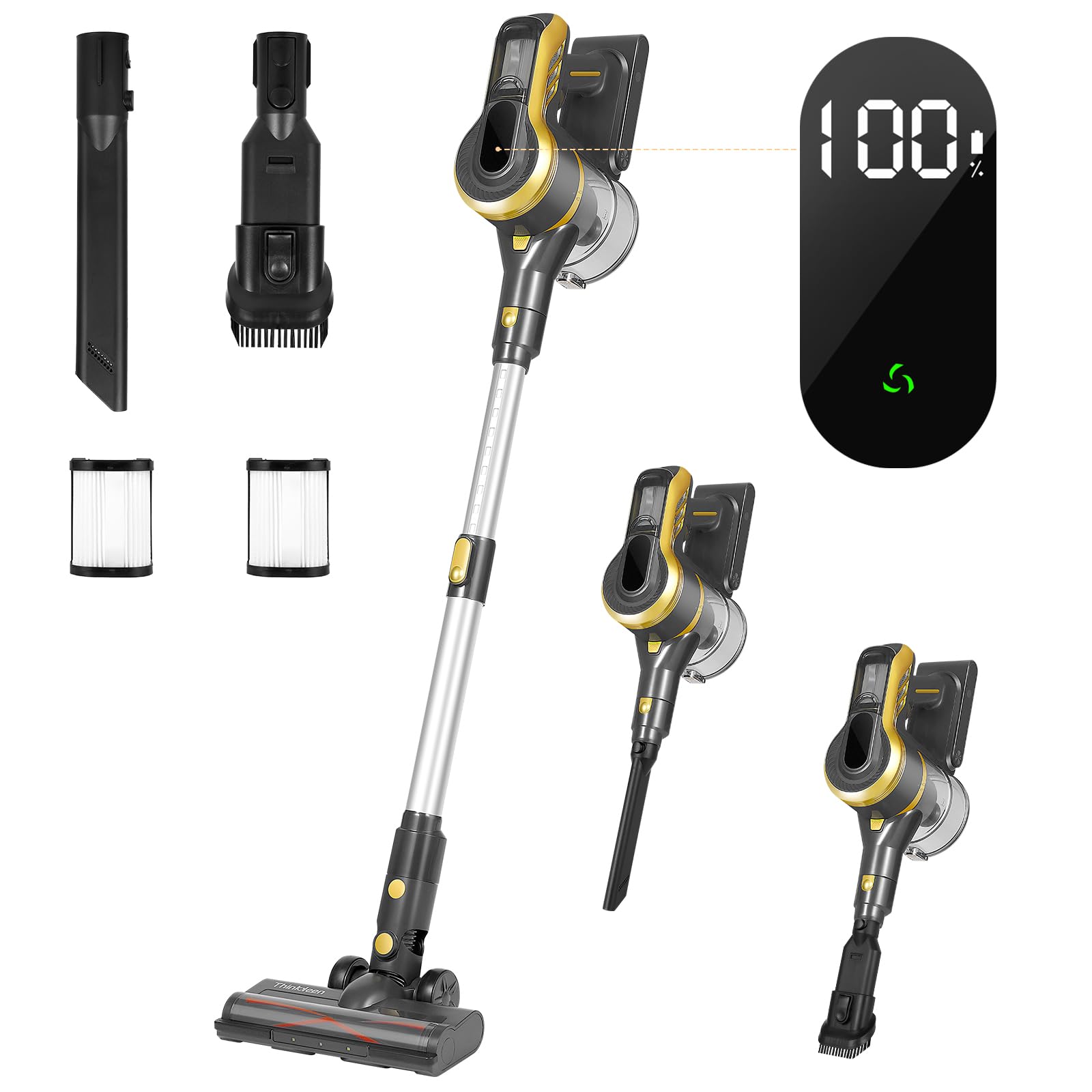 Photo 1 of THINKKEEN Cordless Vacuum Cleaner, 250W 45KPA 55 Mins Vacuum Cleaners for Home, Anti-Tangle Wireless Vacuum, Stick Vacuum with Wall Mount Charging, Rechargeable, for Pet Hair/Hard Floor/Carpet