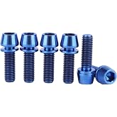 UHDFBDHF 6PCS Titanium Screw Internal Hex M5x16mm 18mm 20mm Tapered Head Bolt with Washer for Bicycle Stem (Blue, M5x16mm)