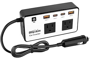 Bapdas 300W Car Power Inverter, DC 12V to 110V AC Car Outlet Adapter Plug, 24W Fast Charging USB-C&USB-A, Portable ​Charger Converter for Laptops, Phones