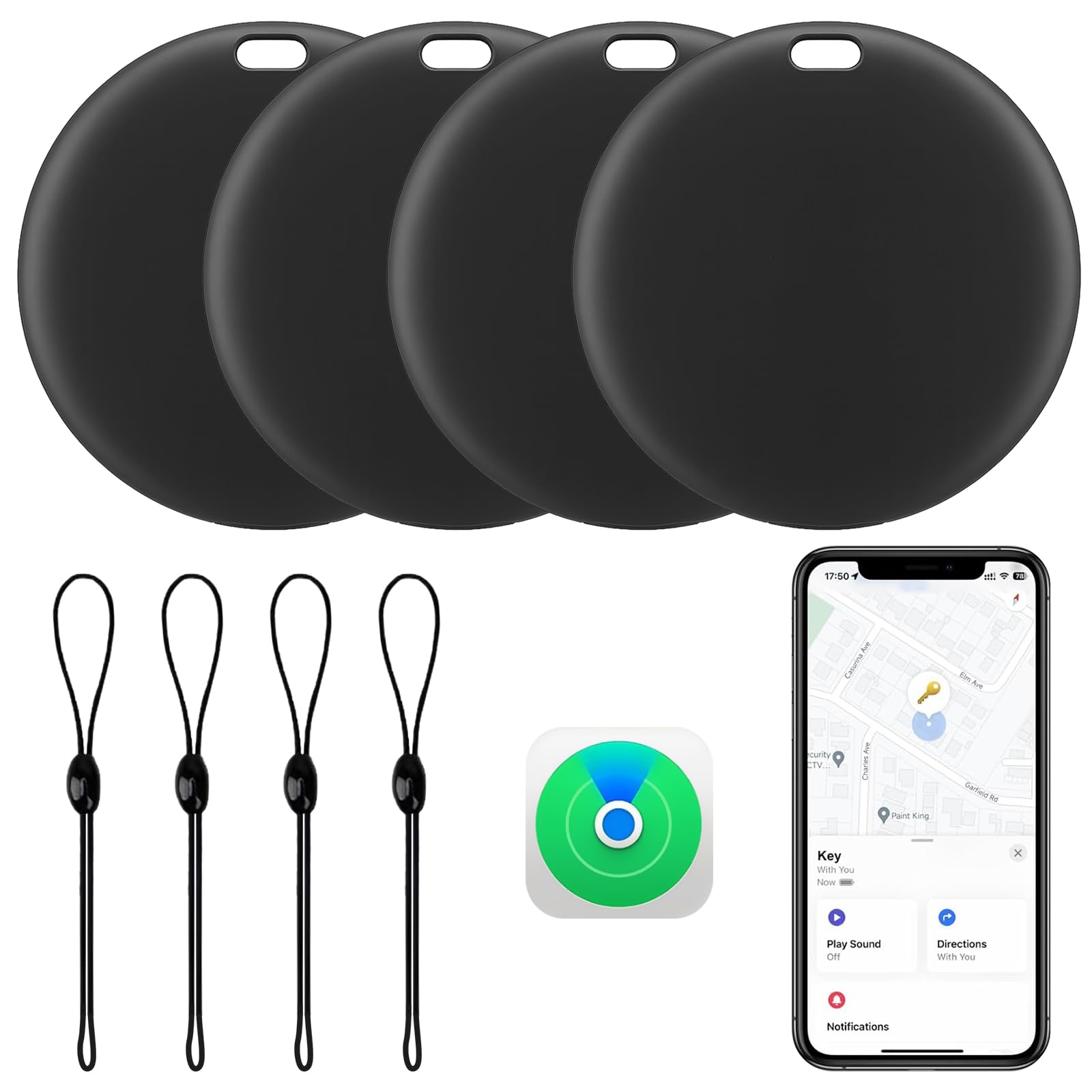 Photo 1 of [Apple MFi Certified] LBPRT Air Tracker Tag 4 Pack, Smart Bluetooth Item Finder Work with Apple Find My (iOS Only, Android not Supported), Key Locator for Luggage Suitcase, Wallet. Replaceable Battery