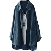 FTCayanz Women's Corduroy Shirt Jacket Casual Long Sleeve Coat Button Down Outerwear Tops