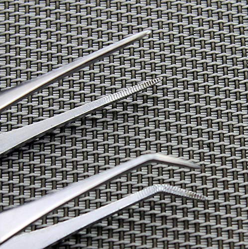 2 PCS 4 Inch Professional Stainless Steel Medical Dental Straight Forceps and Curved Tip Tweezers Multifunction Eyebrow Cosmetic Tools DIY Accessories Extractor Clamp