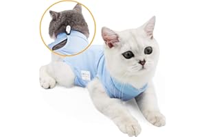 oUUoNNo Cat Wound Surgery Recovery Suit for Abdominal Wounds or Skin Diseases, After Surgery Wear, Pajama Suit, E-Collar Alternative for Cats (L, Blue)