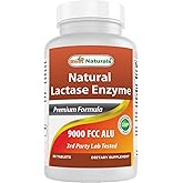 Best Naturals Lactose Intolerance Relief Tablets with Natural Lactase Enzyme, Fast Acting High Potency Lactase, 9000 FCC ALU, 90 Count