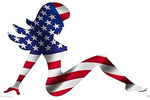 BIKERSTUFFUS Mudflap Girl American USA Flag Sticker Laptop Sticker Toolbox Sticker Hard HAT Sticker Helmet Sticker Window Sticker