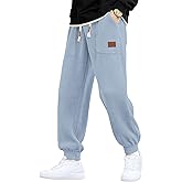 Askdeer Mens Corduroy Casual Pants Joggers Cargo Pants Drawstring Elastic Waist Tapered Sweatpants with Pockets