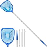Mowend Swimming Pool Skimmer Net Total Length 57 inches, Leaf Rake Net with 4 Section Telescopic Aluminum Pole for Fast Cleaning Ponds, Hot Tub, and Spas, Pool Cleaner Supplies and Accessories