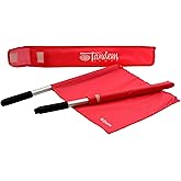 Tandem Sport Deluxe Red Linesman Flags - Comfortable Soft Grip Handles - Volleyball and Soccer Ref Flags - Set of 2 with Carrying Bag