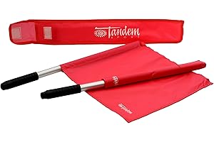 Tandem Sport Deluxe Red Linesman Flags - Comfortable Soft Grip Handles - Volleyball and Soccer Ref Flags - Set of 2 with Carrying Bag
