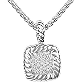 YURSHJAM Designer Iced Out Pendant Necklace for Women Twisted Cable Wire Cubic Zirconia Necklace Trendy Jewelry Gift