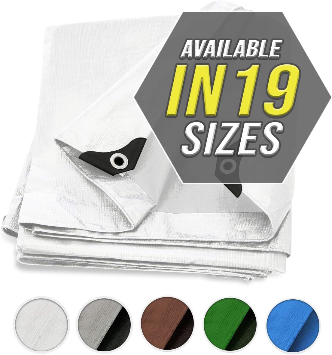 Tarp Cover White Heavy Duty Thick Material, Waterproof, Great for Tarpaulin Canopy Tent, Boat, RV Or Pool Cover (Heavy Duty Poly Tarp White)(1.8 X 2.4 M)