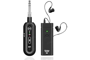 JCANOL Wireless in Ear Monitor System, Wireless IEM System with Beltpack Transmitter Receiver Auto-Pairing, 164ft for Studio, Band, Live Performance
